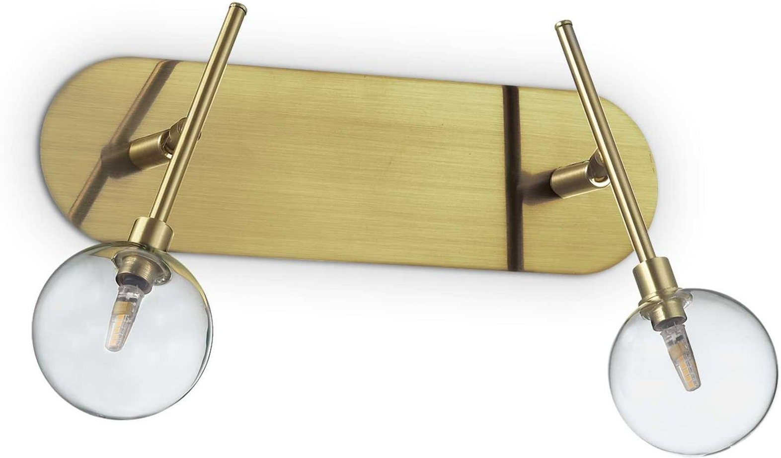 Væglampe Ideal Lux Maracas Metal Glas Messing Justerbar Med Glasdiffusorer ø70 Mm L38 H27 Cm