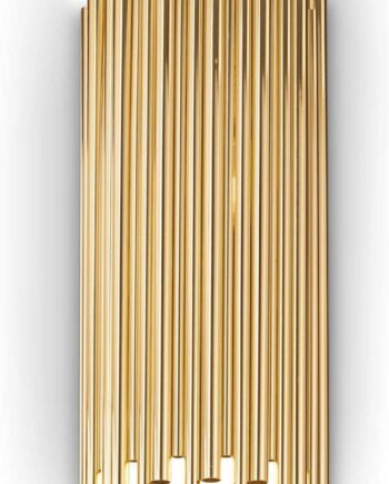 Væglampe Ideal Lux Pan   Guldbelagt Metal Med 2xe14 Fatning H58xb17xl25 Cm