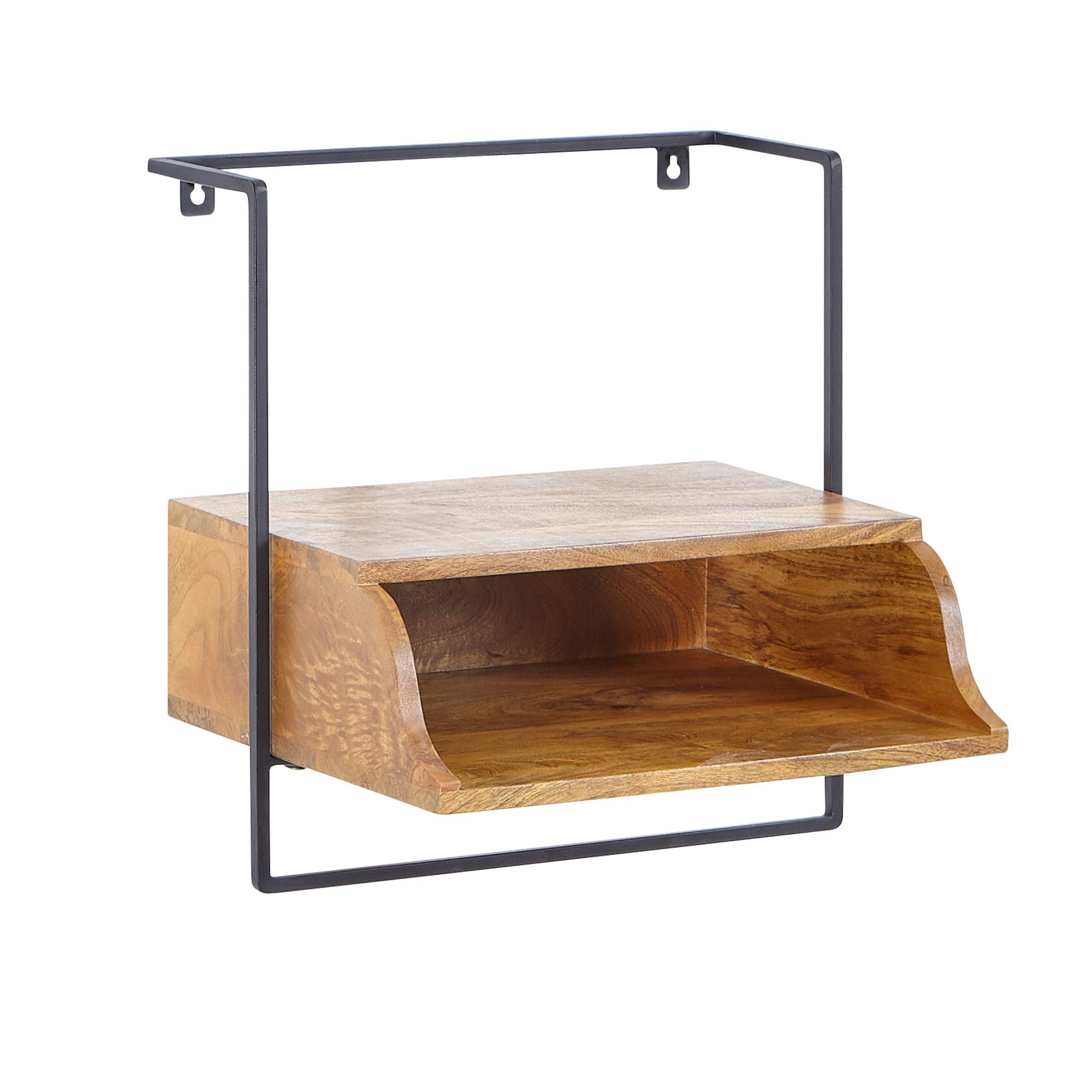 Vægmonteret Sengebord 44x45x35 Cm Massivt Mangotræ Natbord Med Hylde Svævende Væghylde Til Boxmadrassenge Vægkonsol Hængende Sengebord