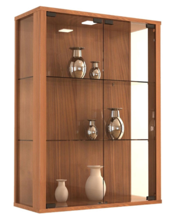Vægvitrineskab Med Esg-sikkerhedsglas  80x60x25 Cm  Naturfarvet Valnød