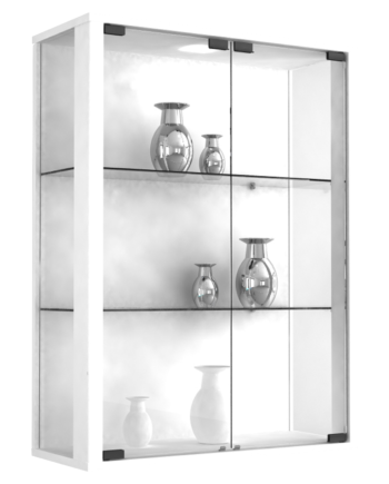 Vægvitrineskab  Vægmontre  Glasmontre  80   60   25 Cm  Hvid