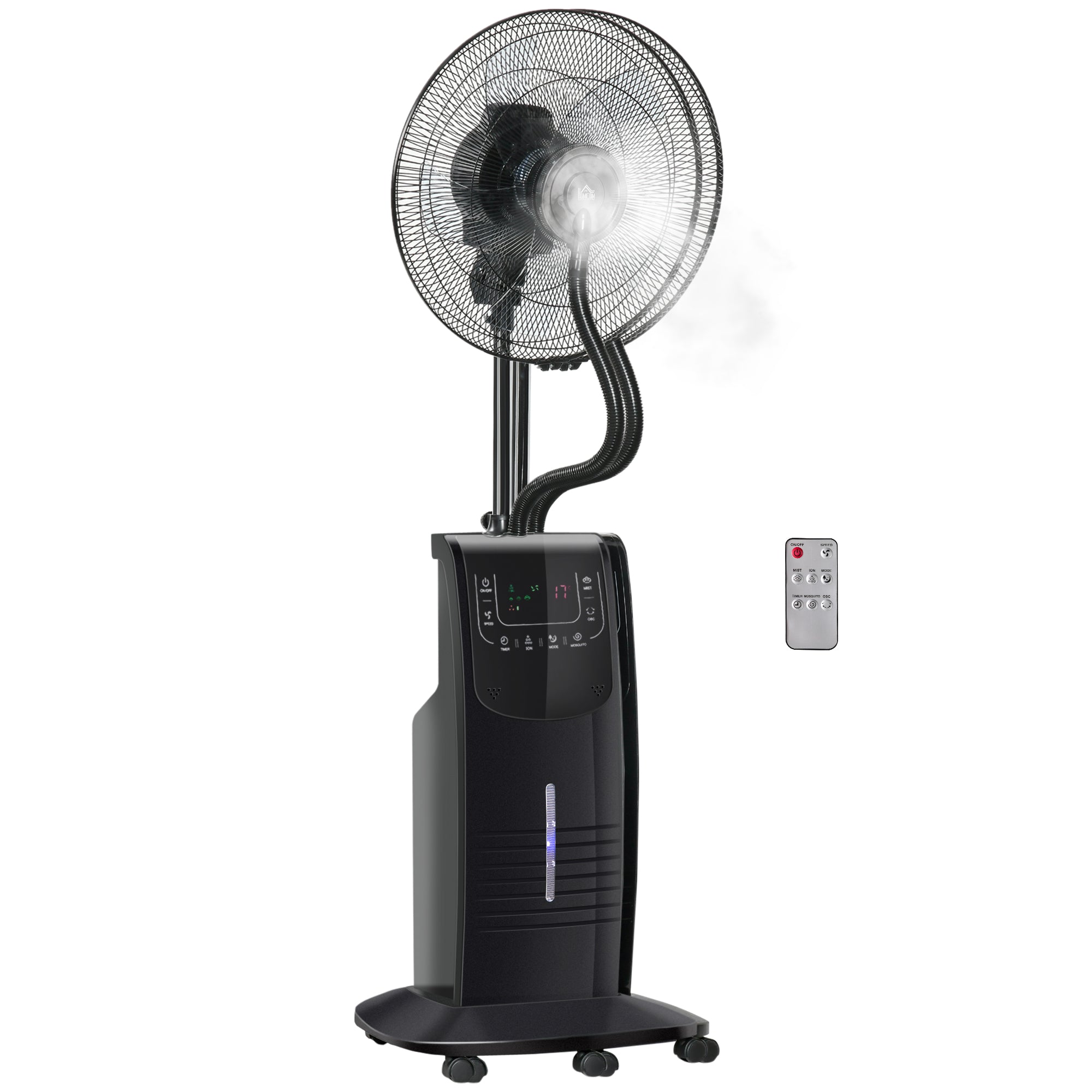 Vandkølet Piedestalventilator Med Dugfunktion Fjernbetjening Oscillerende Timer Vandtank Tilstande 90 Vandventilator Med Hjul 135 Cm