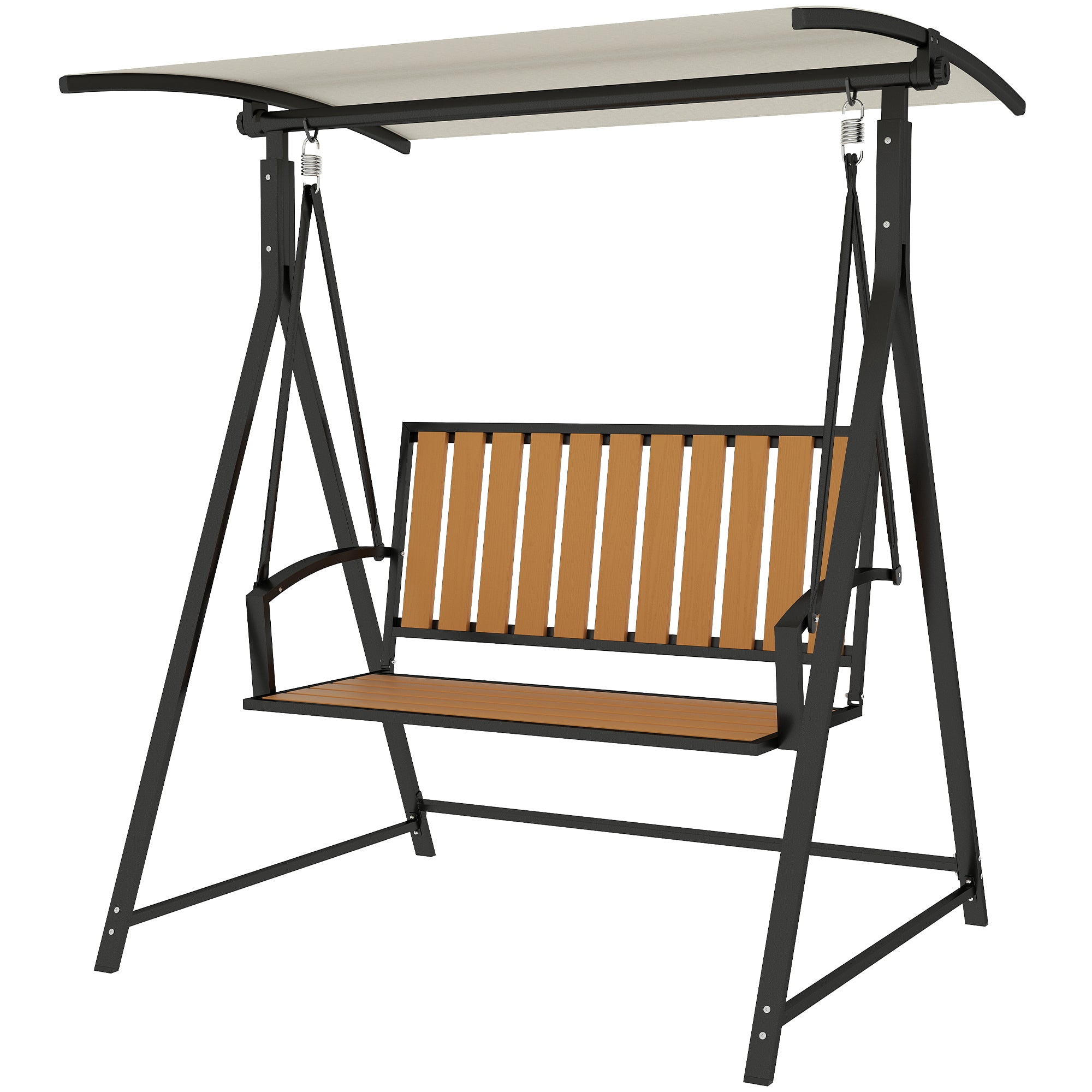 Verandagynge Med Justerbart Soltag -personers Havegynge 142 112 162 Cm Sort