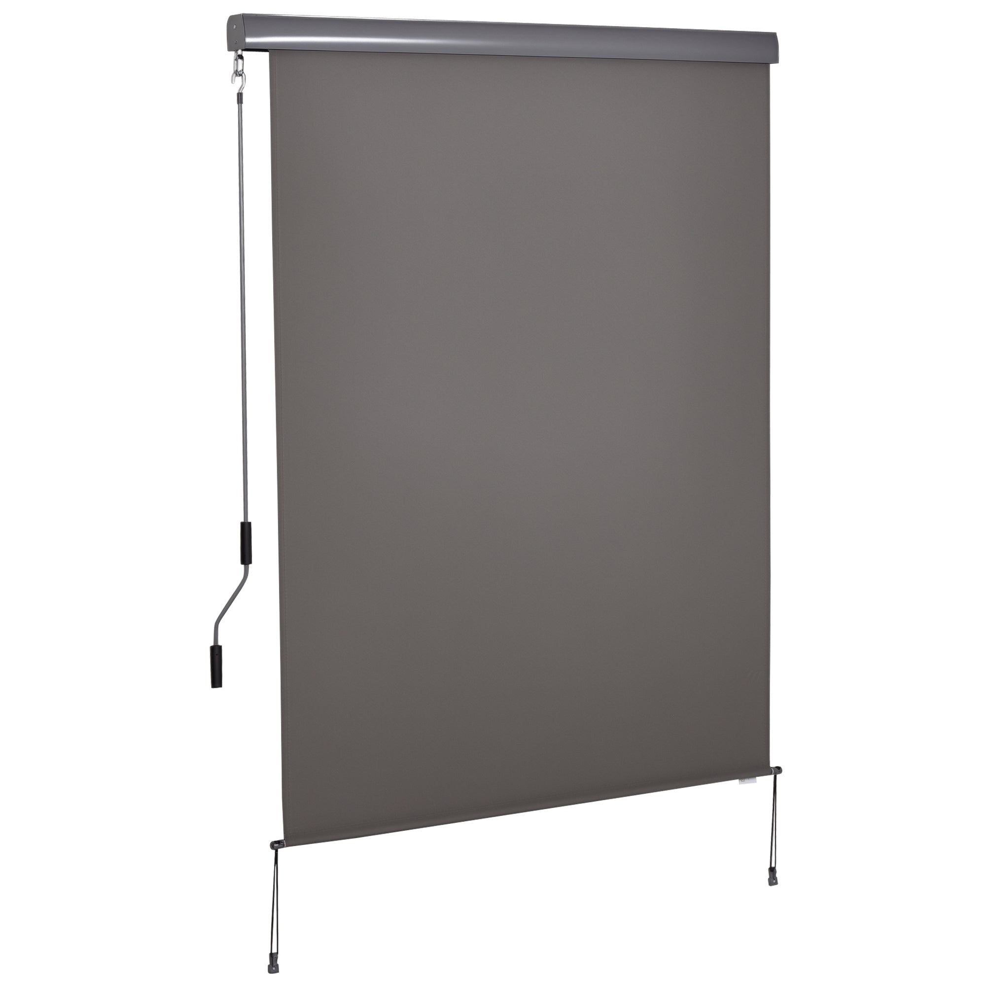Vertikal Markise Balkonmarkise Vertikal Markise Vindbeskyttelse Sidegardin Privatlivsskærm Med Håndsving Polyesterstof Aluminiumsgrå 250 140 Cm