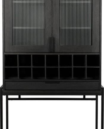 Vinskab Zuiver Travis   Antracit Egetræsfiner Med Stålstel H180 5xb88 5xd46   Cm