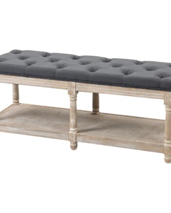 Vintage Design Opbevaringsbænk Med Knapper  Gummitræ  115x40x48cm  Grå