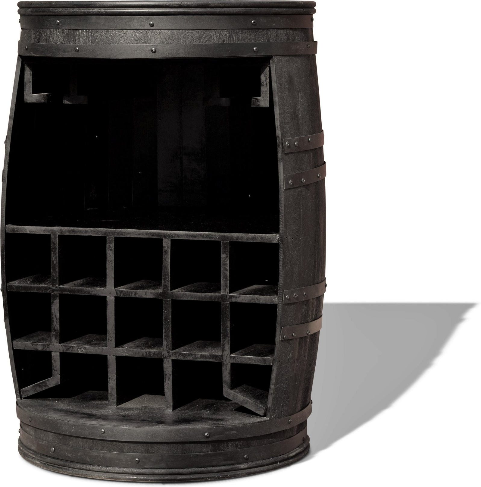 Vintønde Barskab Obuzi Rosey-black Rustic Mangotræ ø58 H90 Cm
