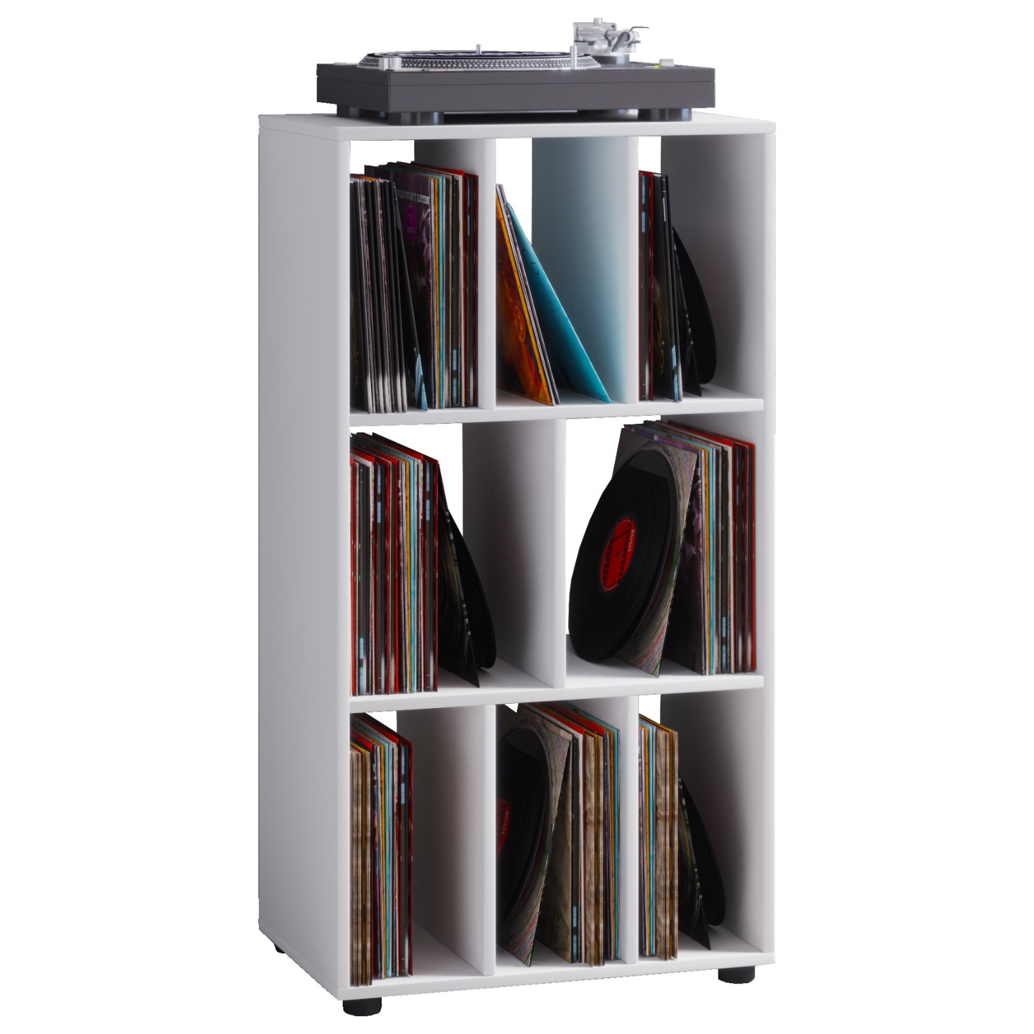 Vinylmøbel Reol Plads Til 250 Vinylplader 115x60x34 Cm Hvid
