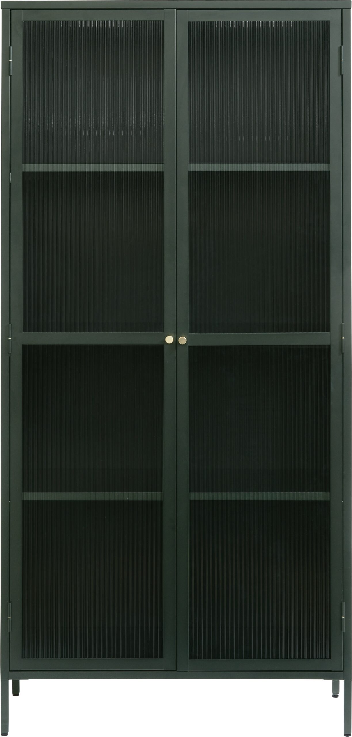 Vitrineskab Nordique Design Bronco Grøn 190x90x40 Cm Koldvalset Stål Hærket Rillet Glas