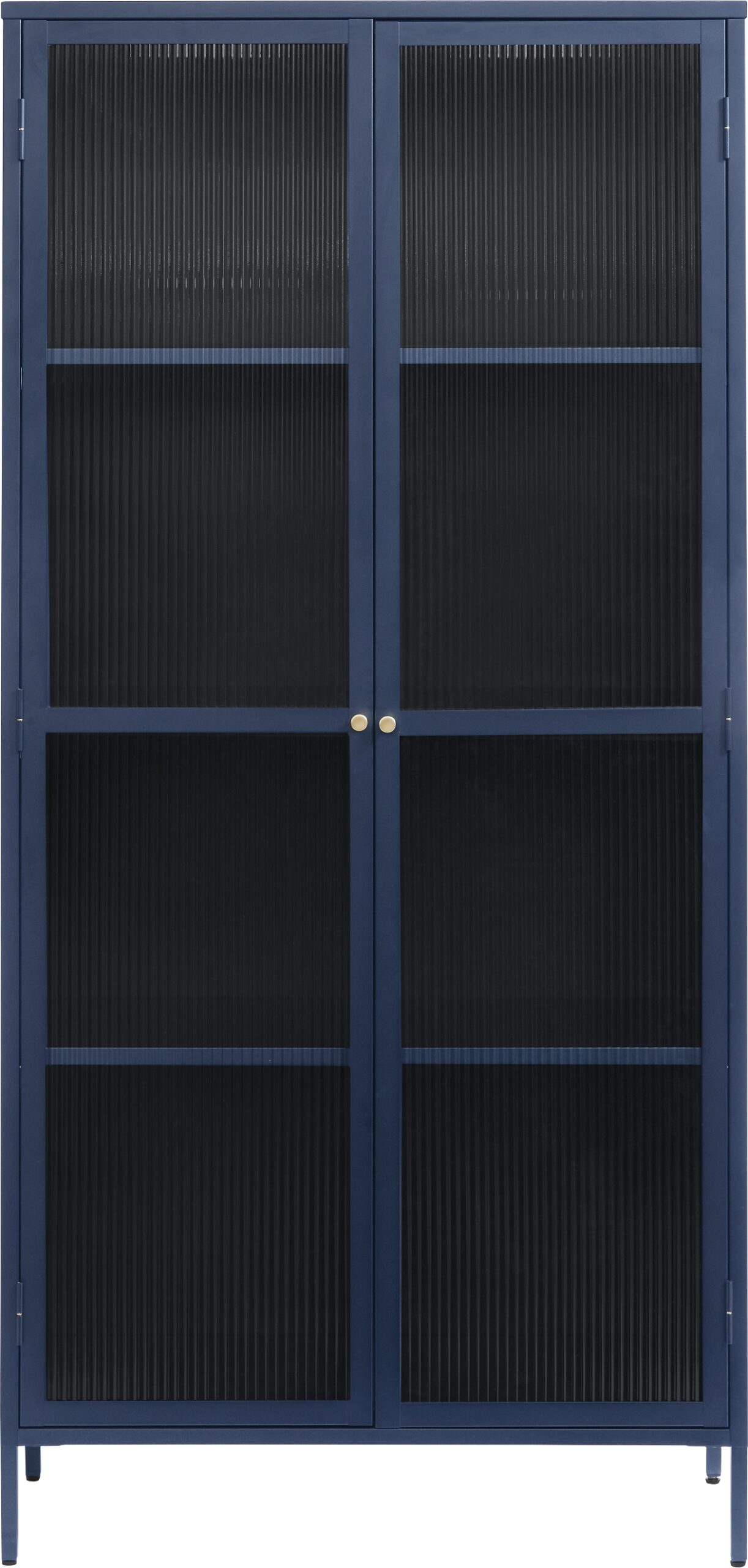 Vitrineskab Nordique Design Bronco Stålblå Glasvitrine H190ã B90ã D40 Cm Koldvalset Stål Rillet Glas