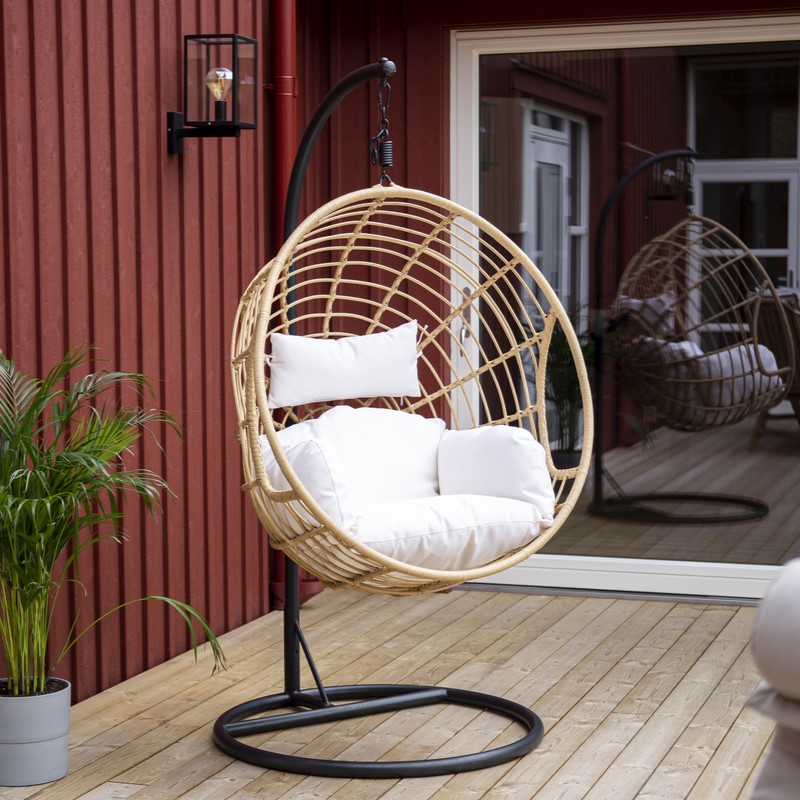 Volos Hængestol Kunst Rattan Og Lyse Stof Hynder