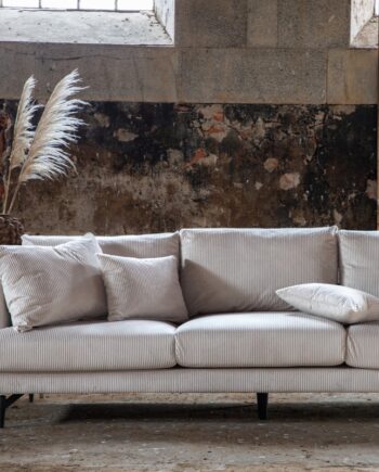 Warden Sofa  -personers   Beige Polyester Fløjl