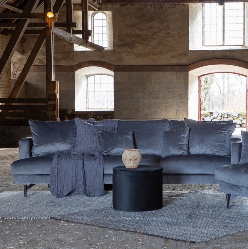 Warden Sofa  -personers   Mørkegrå Polyester Fløjl