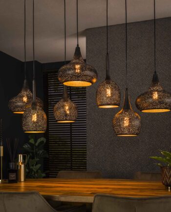 Wic- Loftlampe Med Syv Skærme   Sort Hullet Metal Levering Uden Pære
