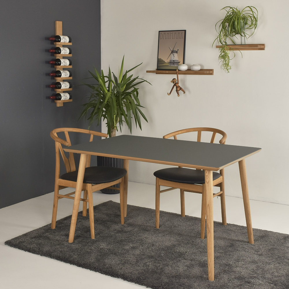 Wilma Spisebord     Linoleumsfarver  90   140 Cm  Grå