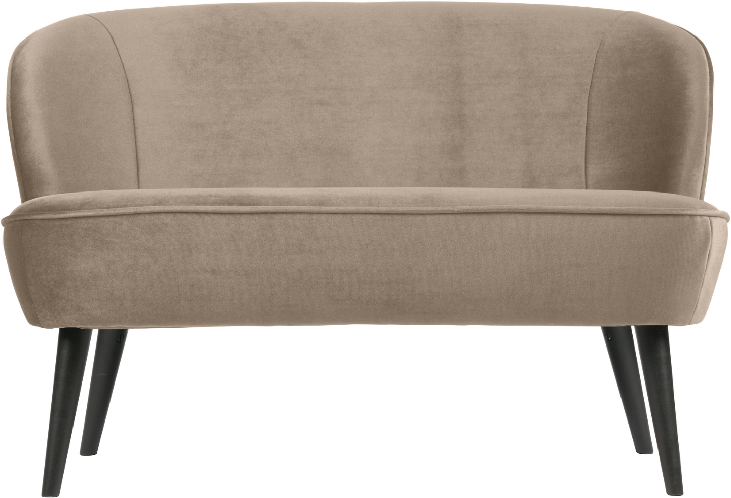 Woood Sara -personers Sofa Beige Fløjlsstof Høje Sorte Ben Fsc-træ 110x72x73 Cm