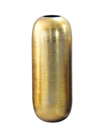 Gulvvase 75 Cm   Guldfarvet Aluminium   Stor Rund Metalvase Til Boligindretning