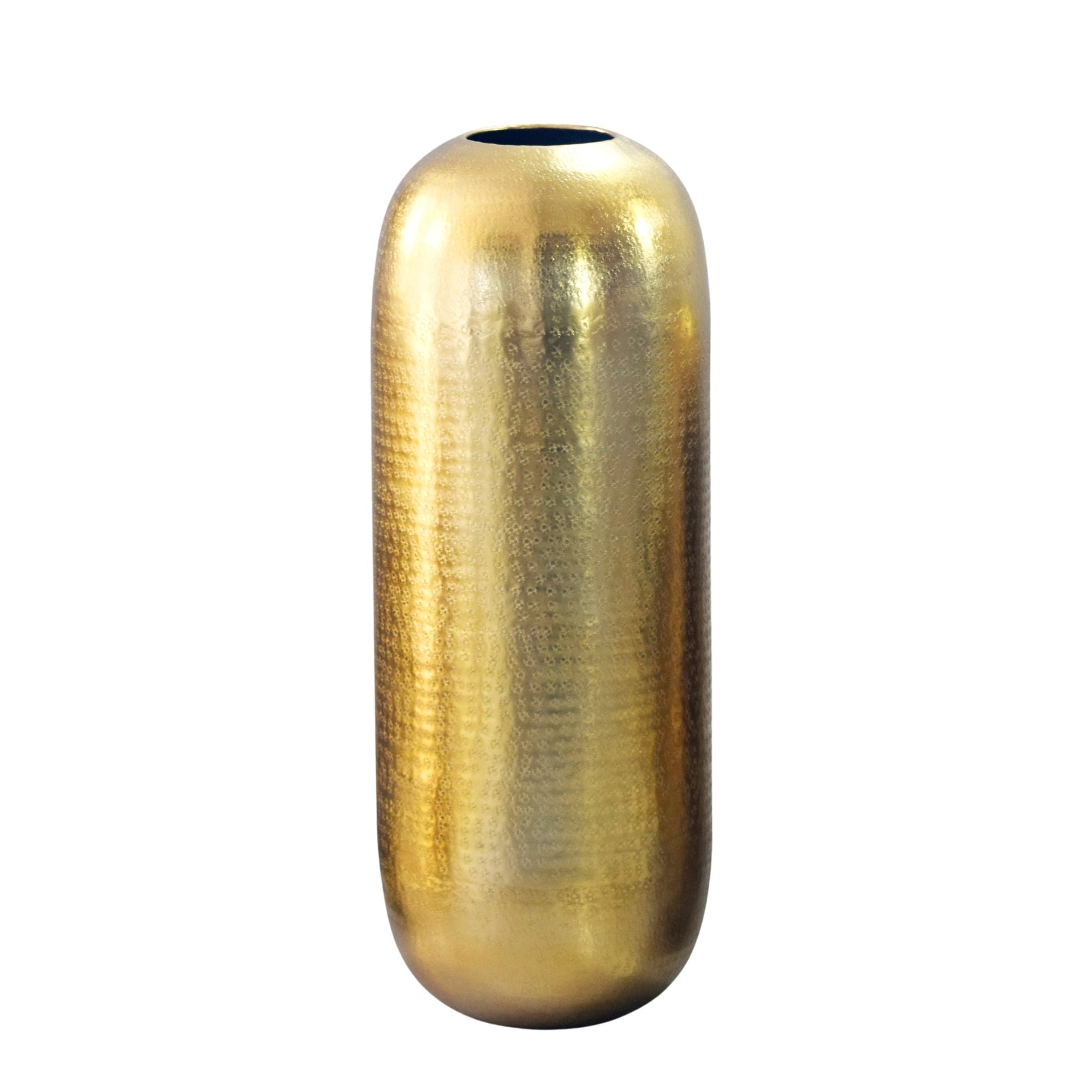 Gulvvase 75 Cm Guldfarvet Aluminium Stor Rund Metalvase Til Boligindretning