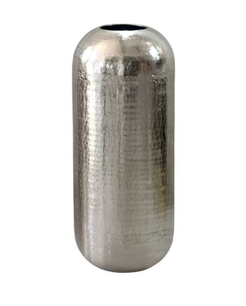 Gulvvase 75 Cm   Sølv Aluminium   Stor Rund Metalvase Til Boligindretning
