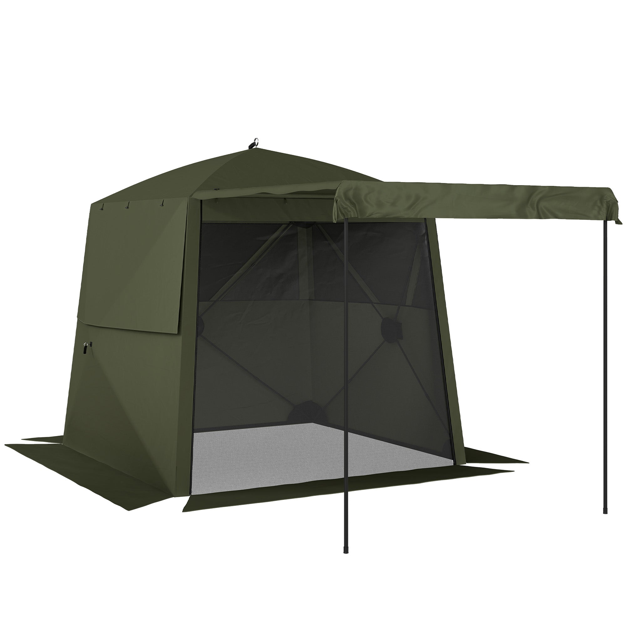 2x2m Vandtæt Stabil Vintersikker Pop-up Foldbar Pavillon Med Sidepaneler Netvinduer Hoveddør Uv 30