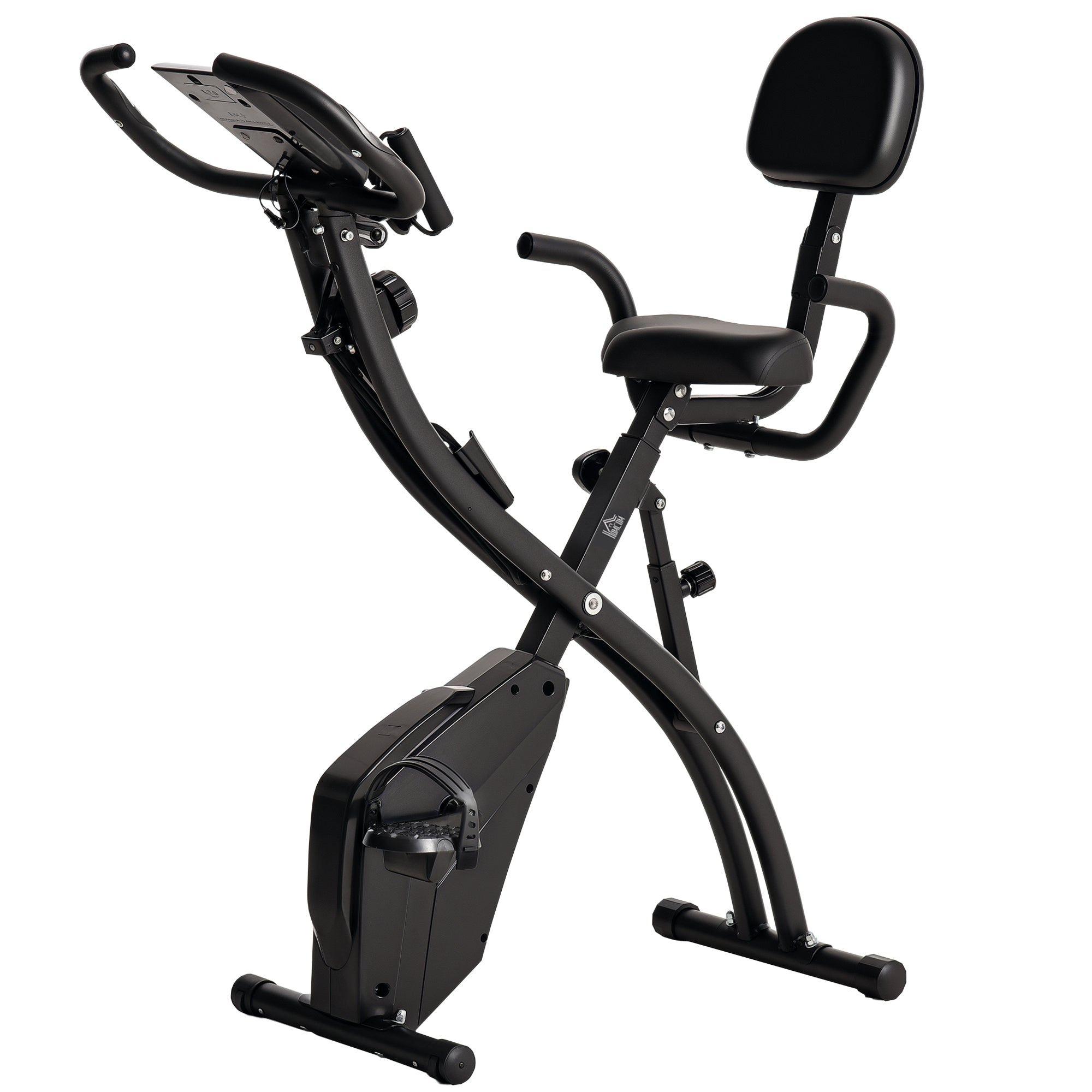 -bike - - Motionscykel Med Lcd-skærm Pulsmåler Foldbar Motionscykel Med Niveauer Af Magnetisk Modstand Par Spændereb Stål Sort 105 48 118 Cm