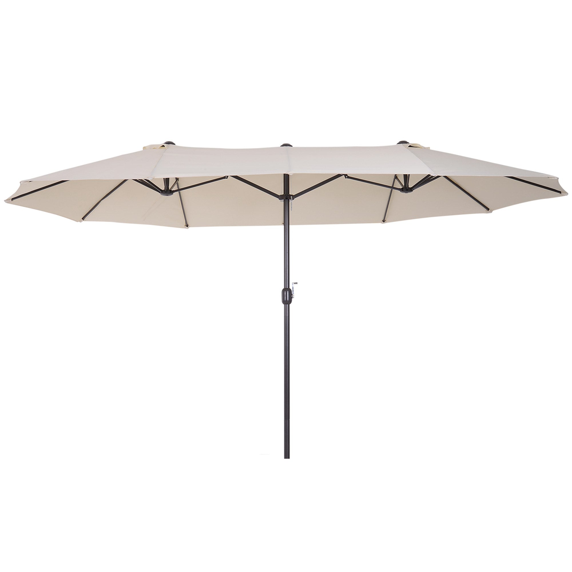 Xxl Parasol Med Håndsving Vejrbestandig 455 Cm 270 Cm 240 Cm Stål Polyester Beige