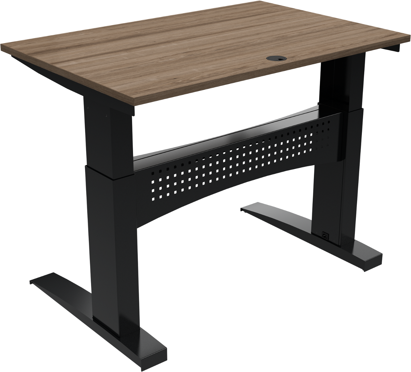 Zennord Flexdesk To-bens Hæve- Sænkebord Valnødmelamin Mørk Natur Sort 122x80x120 Cm 150 Kg Kapacitet Ergonomisk Kabelføring