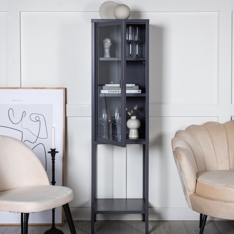 Zentra Vitrineskab Grå Metal 40 150 Cm