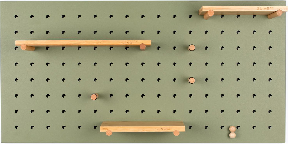 Zuiver Pegboard Kontoropslagstavle   Bambus Og Pulverlakeret Jern  Mørk Sand  45ã 90ã   Cm
