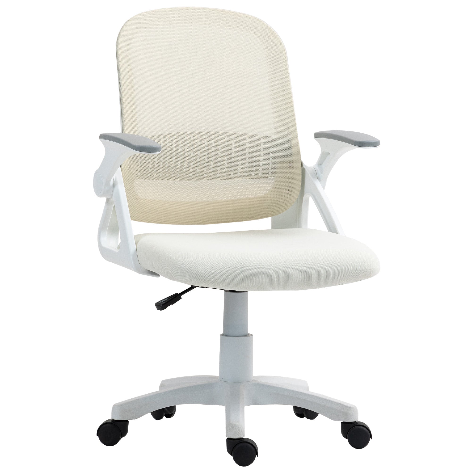 åndbar Netkontorstol Ergonomisk Drejestol Med Foldbare Armlæn Og Lændestøtte Hvid
