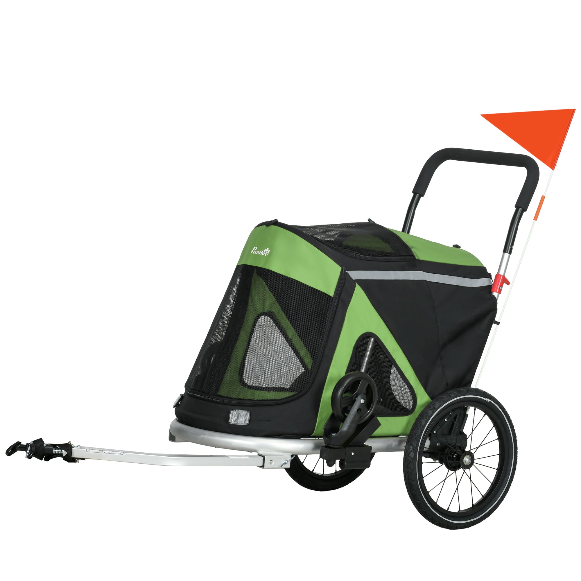 - - Hundebåren Hundejogger Cykeltrailer Op Til 20 Kg Reflekser Sikkerhedsline 150 68 95 Cm Grøn