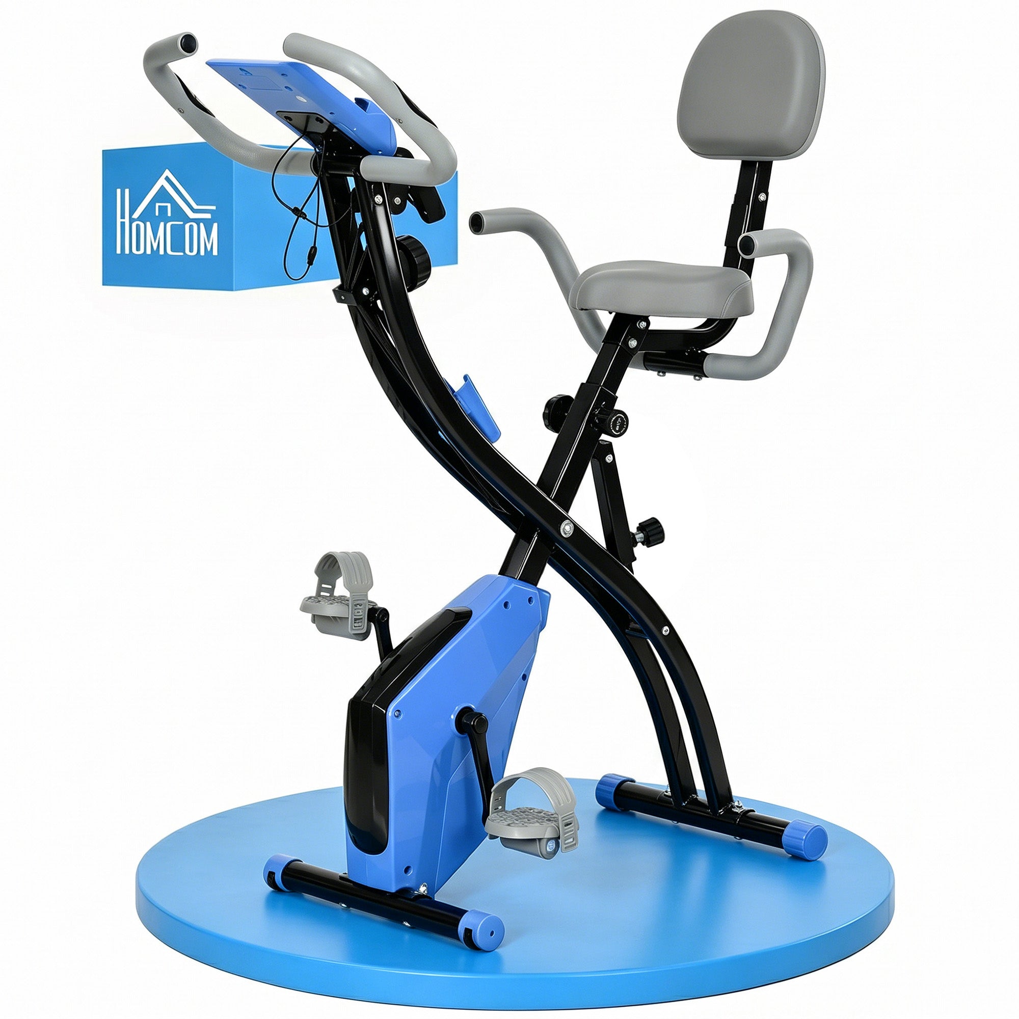 - - Motionscykel Med Lcd-display Justerbar Pulsmåler Sæde Og Hjul Foldbar Motionscykel Med Niveauer Af Magnetisk Modstand Spændekabel Og Stålstel