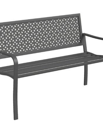 -personers Havebænk   Metal  Vejrbestandig Udendørsbænk Med Rustbestandigt Ryglæn  Geometrisk Design  Understøtter Op Til 240 Kg