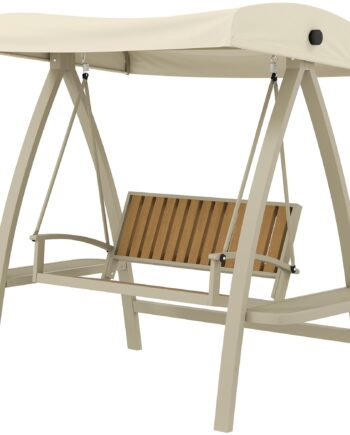 -personers Havegynge Med Justerbart Soltag Og Sidebord  200   120   190 Cm  Beige