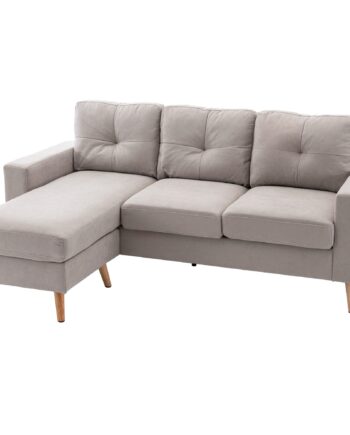 -personers Hjørnesofa  Linnedlook  Vendbar Chaiselong  193   136   85 Cm  Lysegrå