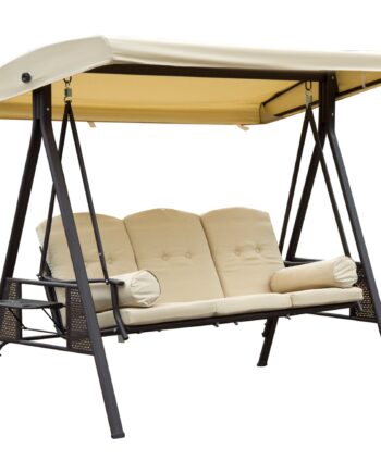 -personers Hollywood Gyngestol Med Solsejl  Beige Og Brun  121   208   172 Cm