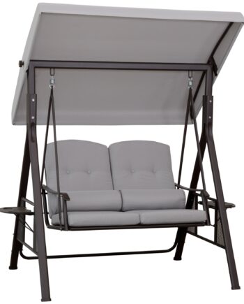 -personers Hollywood Gyngestol Med Solsejl  Hynder  Bakke  Metal  Polyester  Grå  162   118   173 Cm