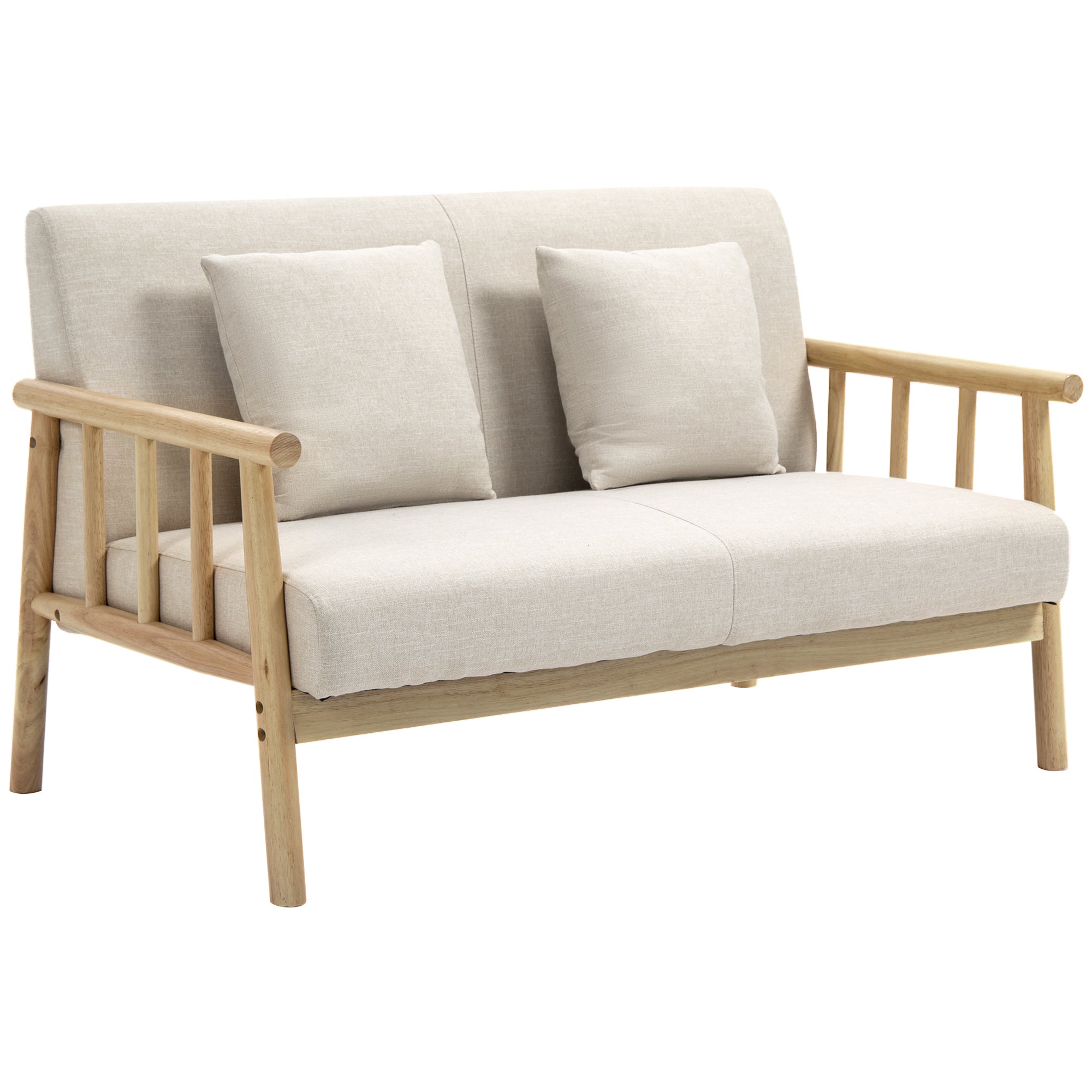 -personers Sofa Betræk Hørlook Kompakt Op Til 200 Kg Træstel 123l 69b 74h Cm Beige