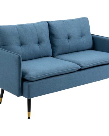 -personers Sofa   Retrodesign  Med Knapsyninger  Sofa  Linnedlook  Mørkeblå