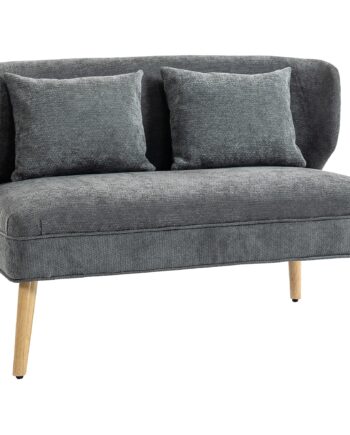 -personers Sofa  Lille Chenillesofa Med Ryglæn  Tykt Sæde  Gummitræfødder  Grå