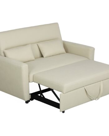 -personers Sofa Med Sengefunktion  Justerbar Ryglæn  Polstret Sofa  Fløjlslook  Til Stue  Soveværelse  Beige