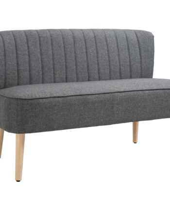 -personers Sofa  Polstret Sofa Med Linnedlook  Træstel  Til Stue Soveværelse  117 Cm  Grå