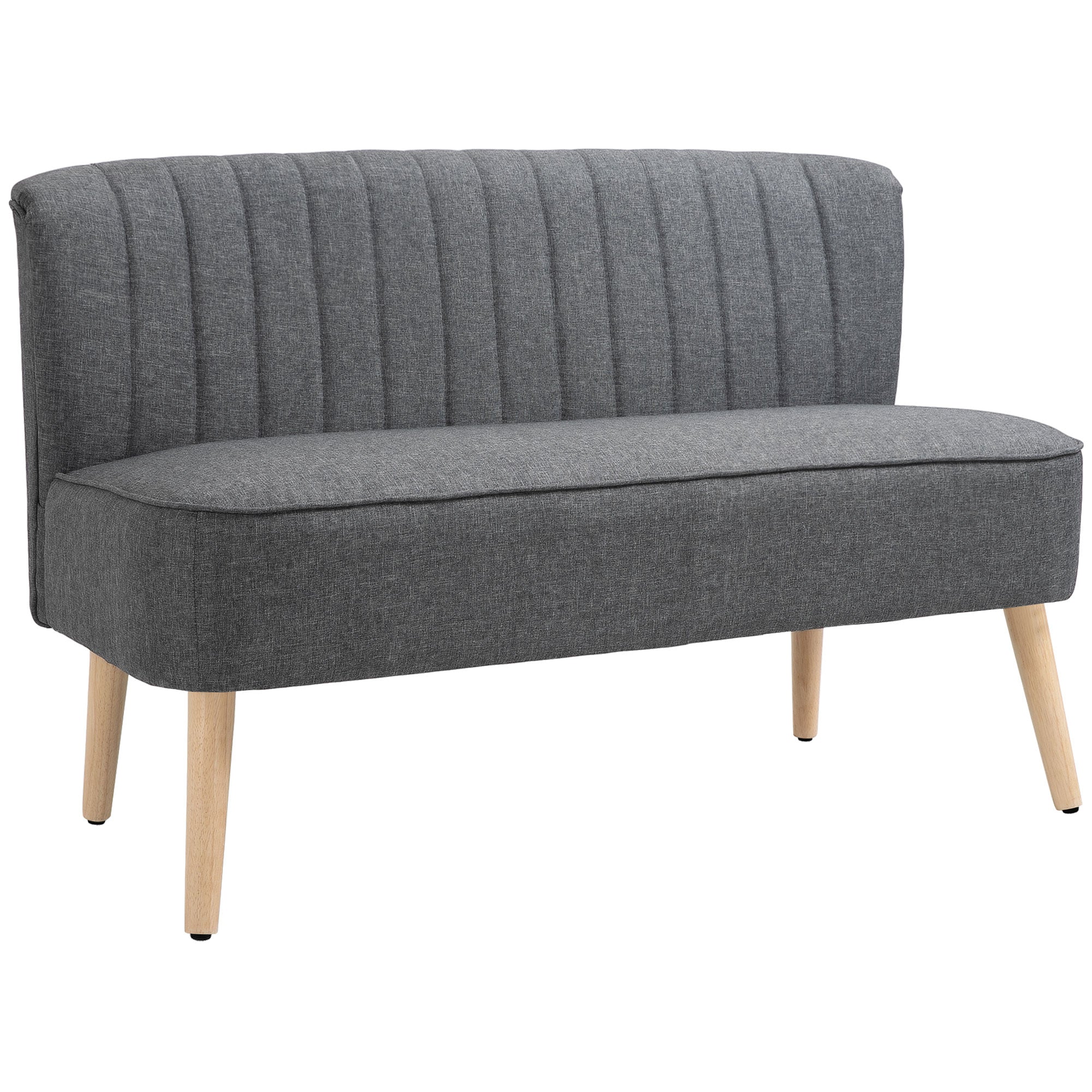 -personers Sofa Polstret Sofa Med Linnedlook Træstel Til Stue Soveværelse 117 Cm Grå