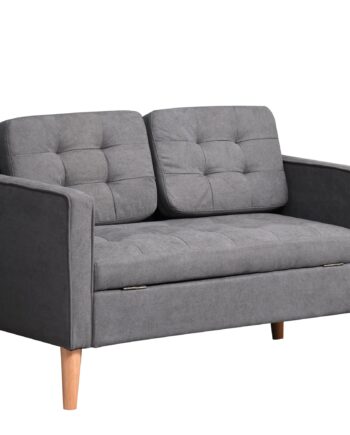 -personers Sofa  Sofa Med Opbevaring  Træben  Polstret Sofa Med Fløjlslook Til Stue  Soveværelse  117   62   78 Cm  Grå