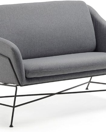 -personers Stofsofa Kave Home Brida Polstret Mørkegrå Med Sorte Metalben