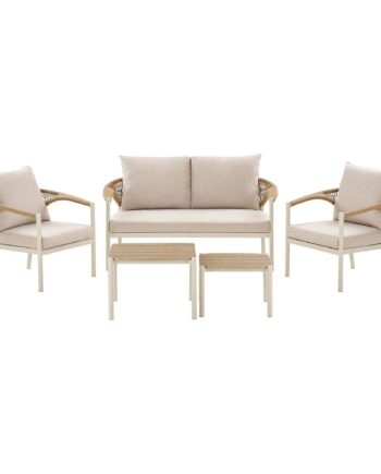 Abela Loungesæt Loungesæt  Aluminium Nonwood Polyester Pe Rattan  Sand Natur  Inkl  Hynder