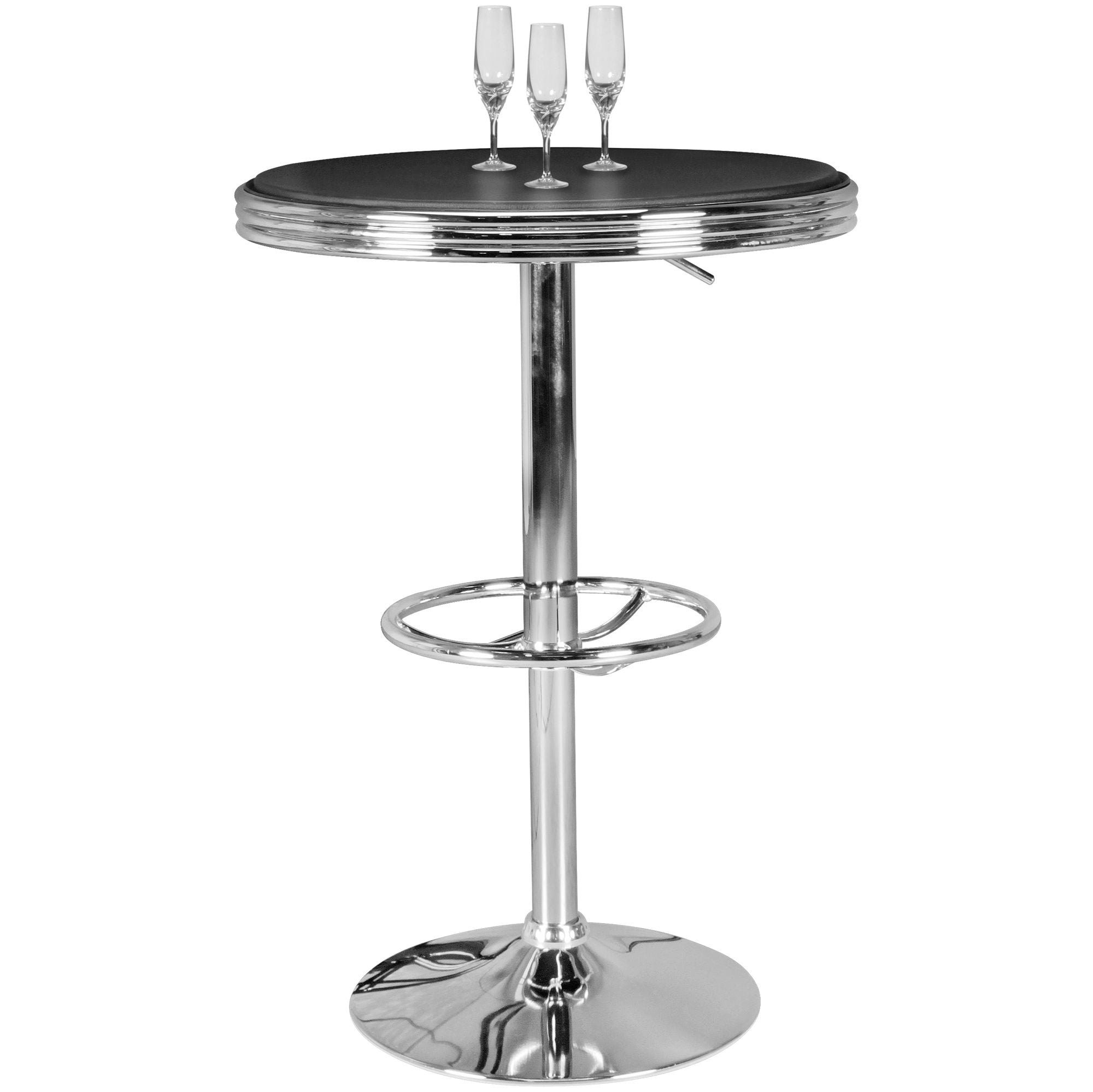 American Diner Barbord Elvis Rundt   60 Cm Aluminium  Betrukket Med Kunstlæder På Bordoverfladen