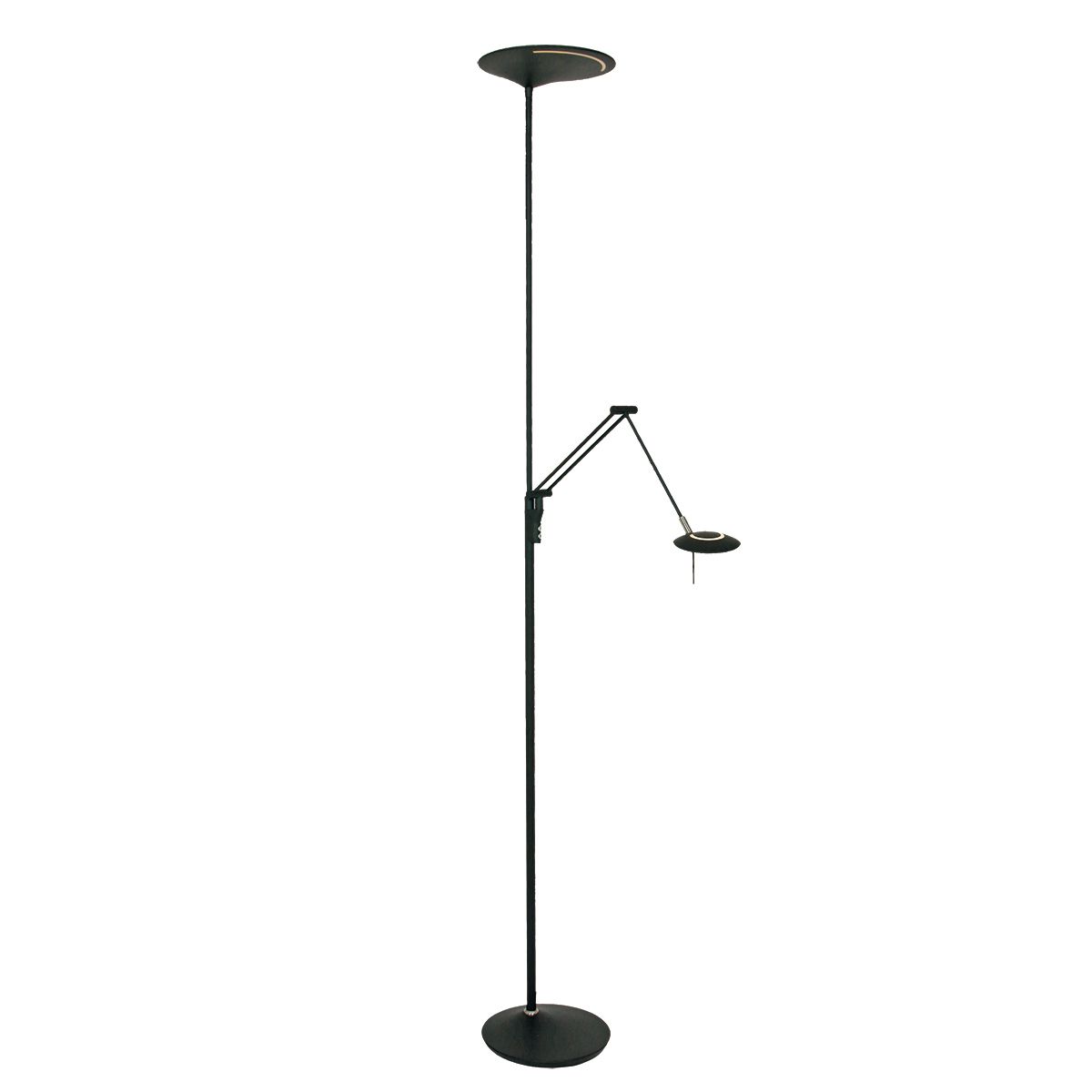 Amora Dobbelt Gulvlampe To Forskellige Finish Metal Sort