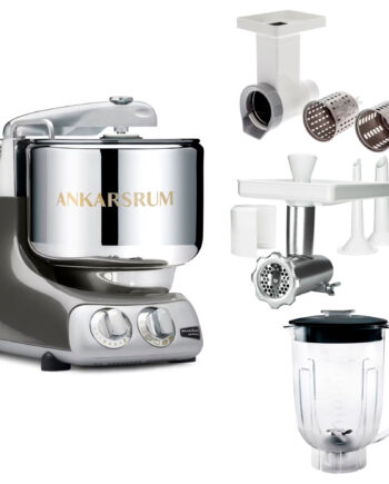 Ankarsrum Assistent Original Akm 6230 Køkkenassistent Med Kødkværn  Rive Skæretilbehør Og Blenderkande  Black Chrome