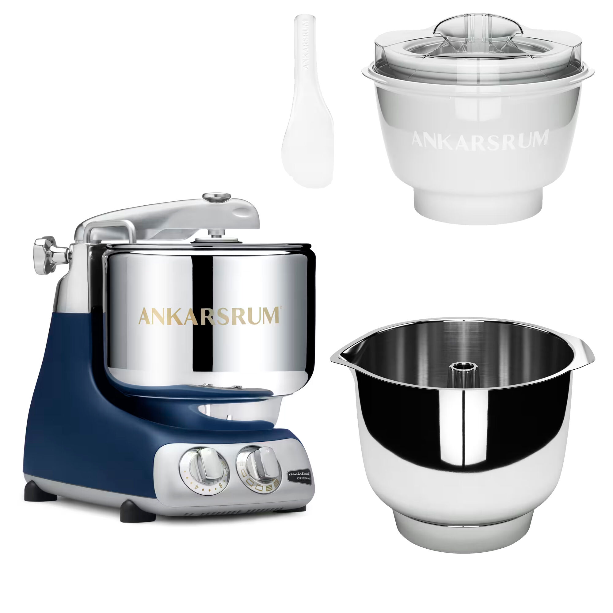 Ankarsrum Assistent Original Akm 6230 Køkkenmaskine Med Istilbehør Og Ekstra Piskeskål Royal Blue